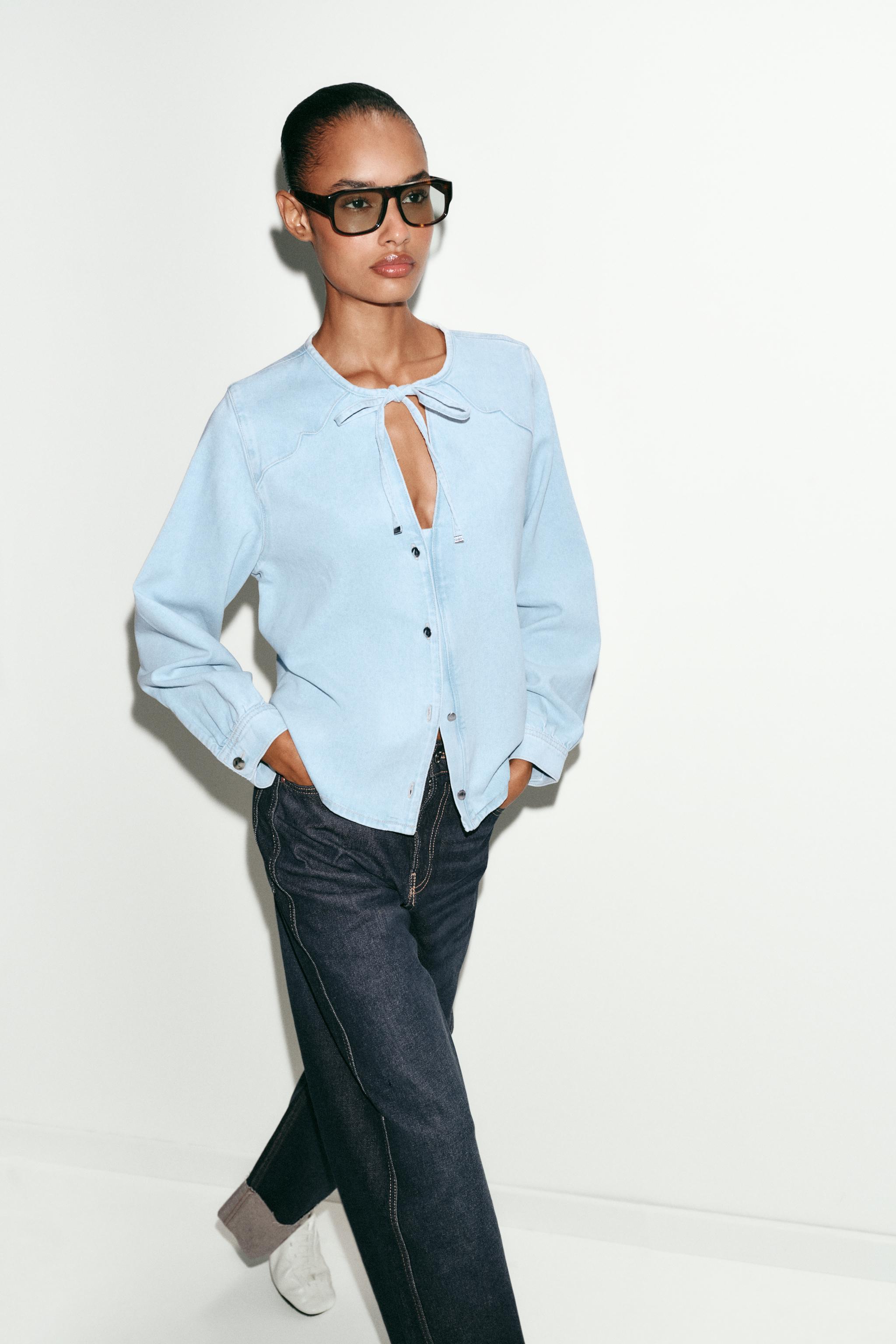 CHEMISE Z1975 EN DENIM AVEC NŒUD